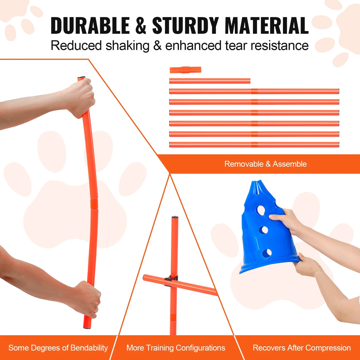 SucceBuy Dog Agility Hurdle Cone Set Adjustable Crossbar System TrainingEquipment