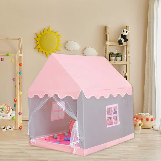 Portable Pink Princess Castle Tent for Kids Indoor Outdoor Playhouse