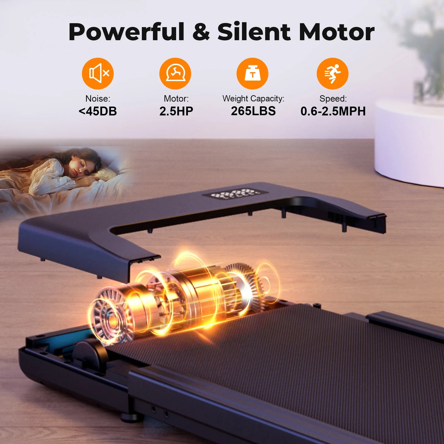 Superun Portable Under Desk Treadmill with Remote Control