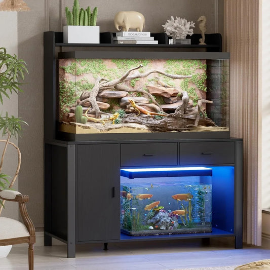 Reptile TerrariumDisplayEnclosure EnclosureSystem Stand With Premium Led Lighting And OutletPowerModule