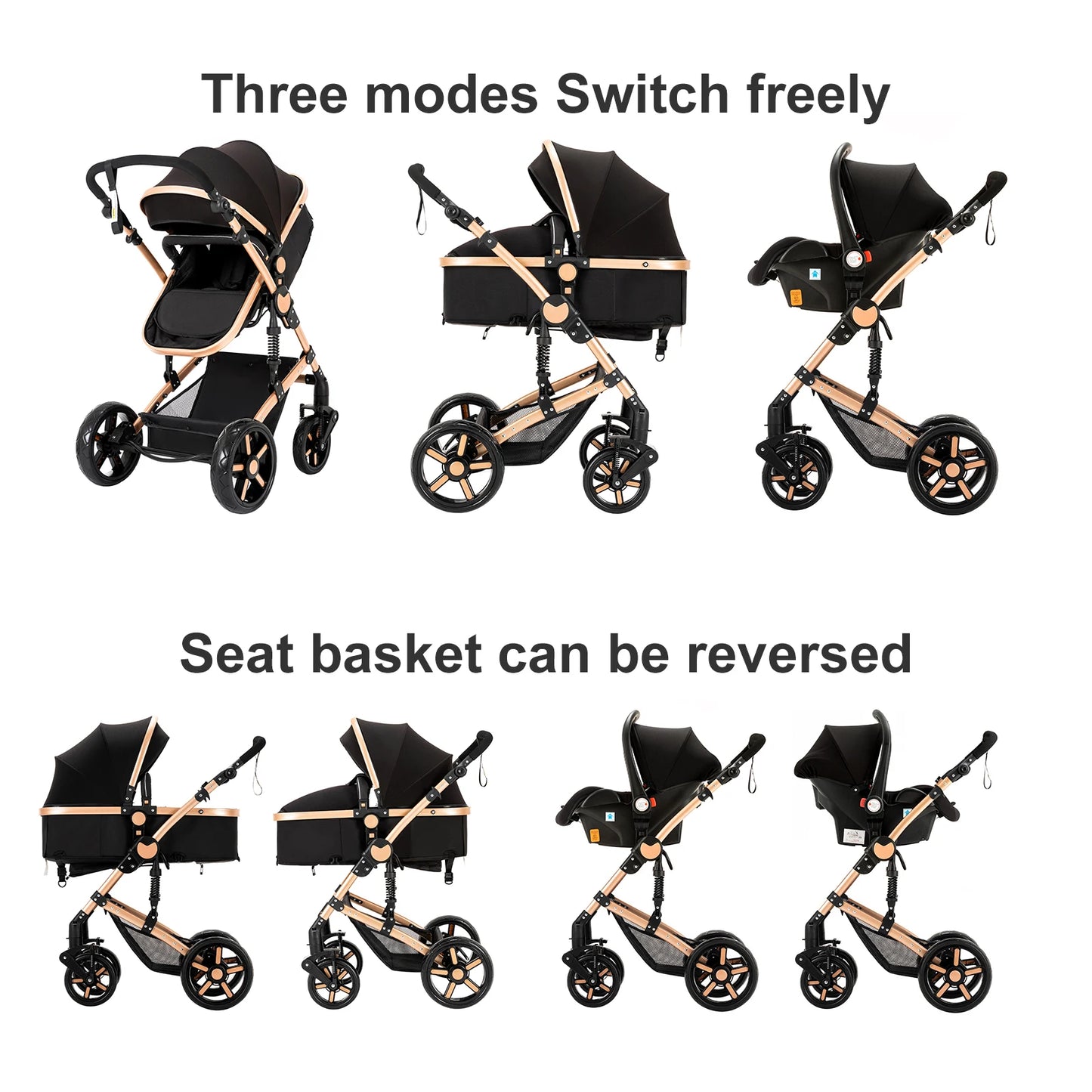 Compact Baby Stroller 4 in 1 with ISOFIX Baby Travel System Multifunctional Baby Pram for Toddlers Buggy Travel Pram Baby Items