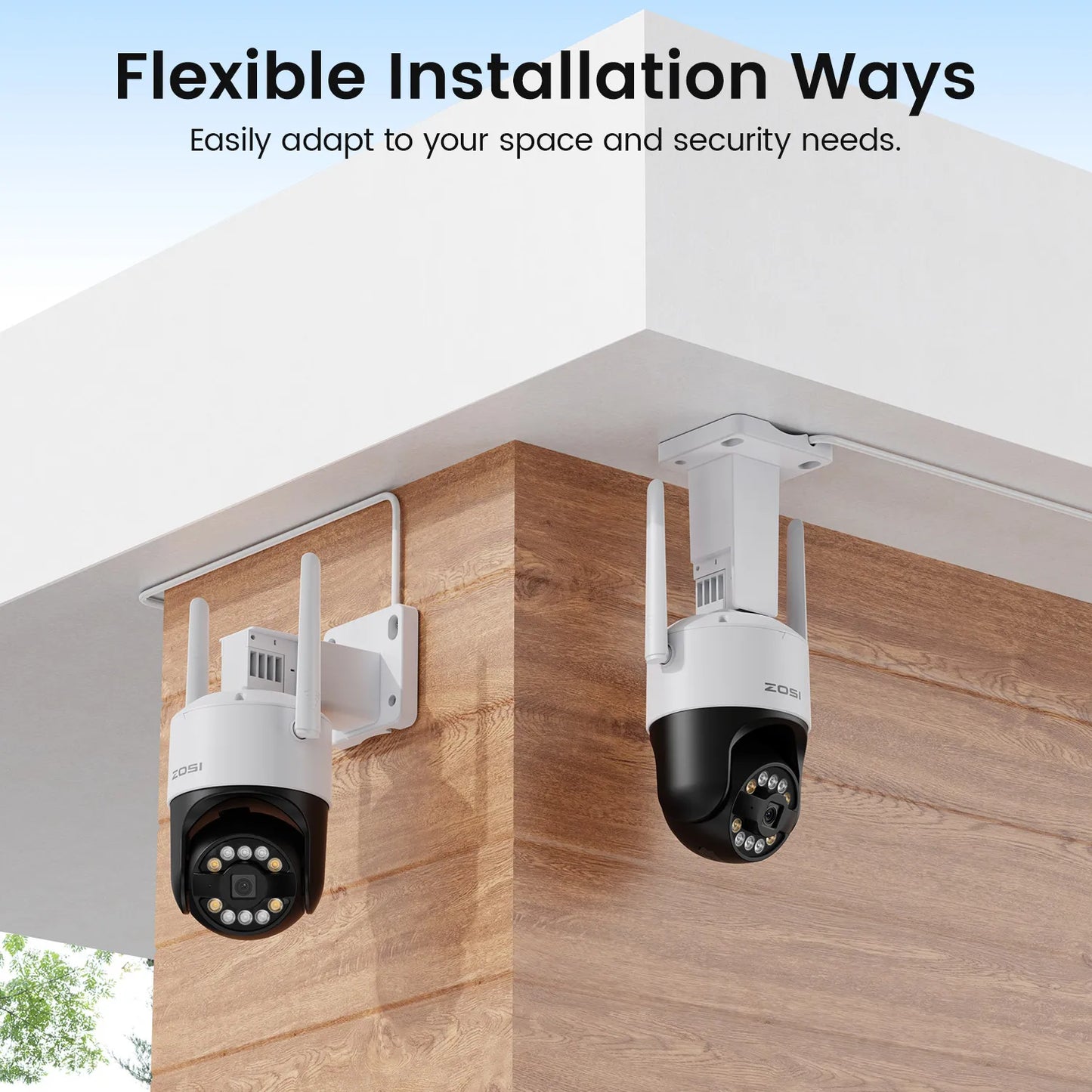 ZOSI C296 5MP/8MP PTZ WiFi Camera Person Vehicle Package Detect Wireless CCTV Video Surveillance Camera Home Security Protection