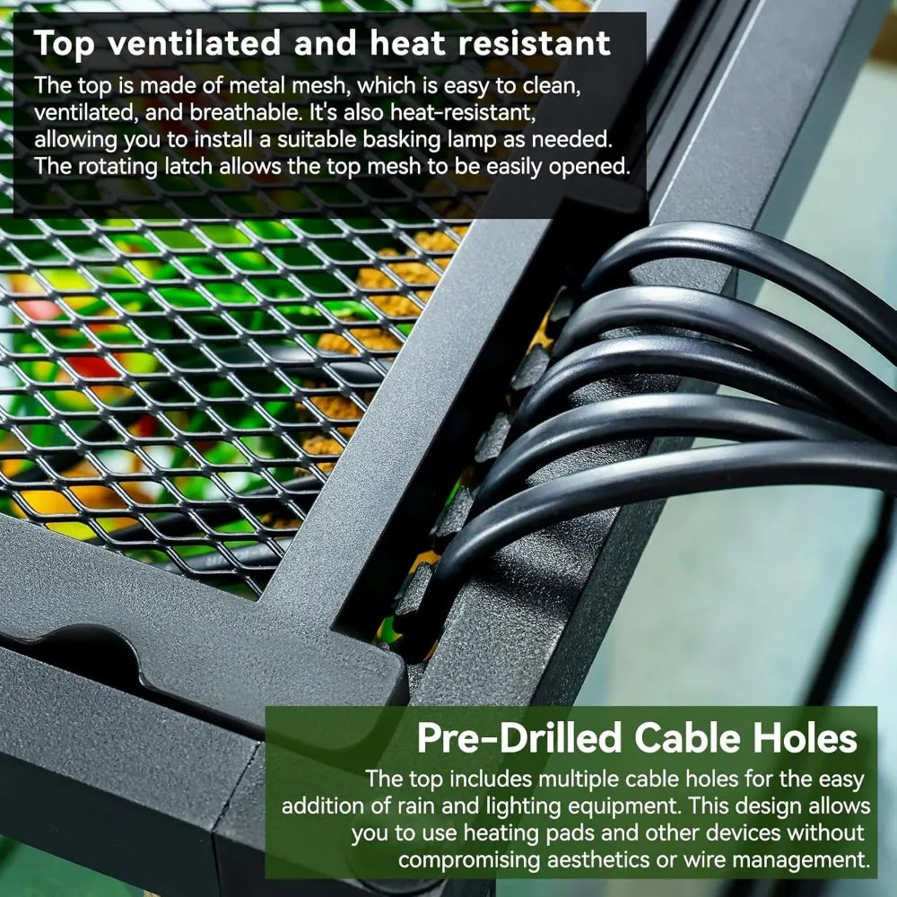 Leopard Gecko Reptile Terrarium Front Opening CrystalGlass Enclosure Watertight Base