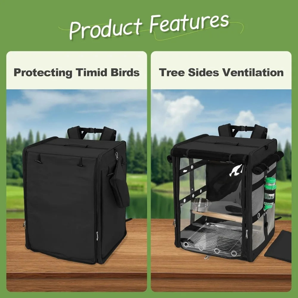 TIFICY Durable Bird Carrier Travel Cage For Cockatoos Parrots UnbreakableStainlessSteelMesh