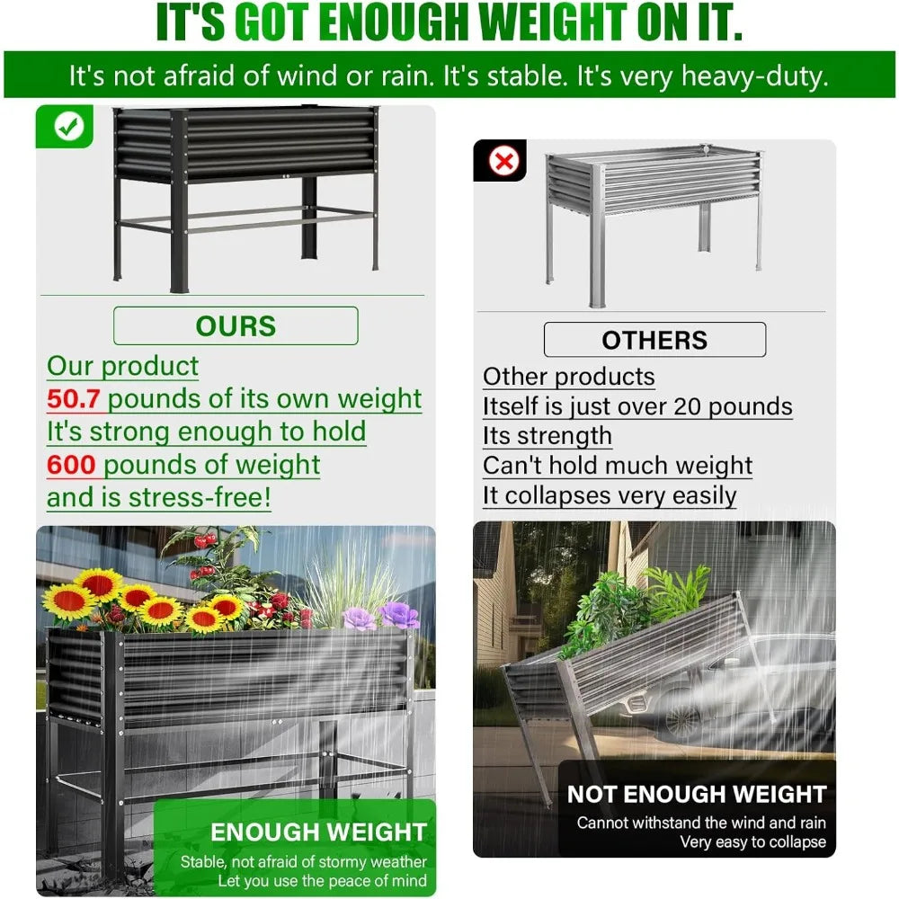 Doniks Raised Garden Bed With Legs Galvanized Outdoor Planting Box 600lb Capacity