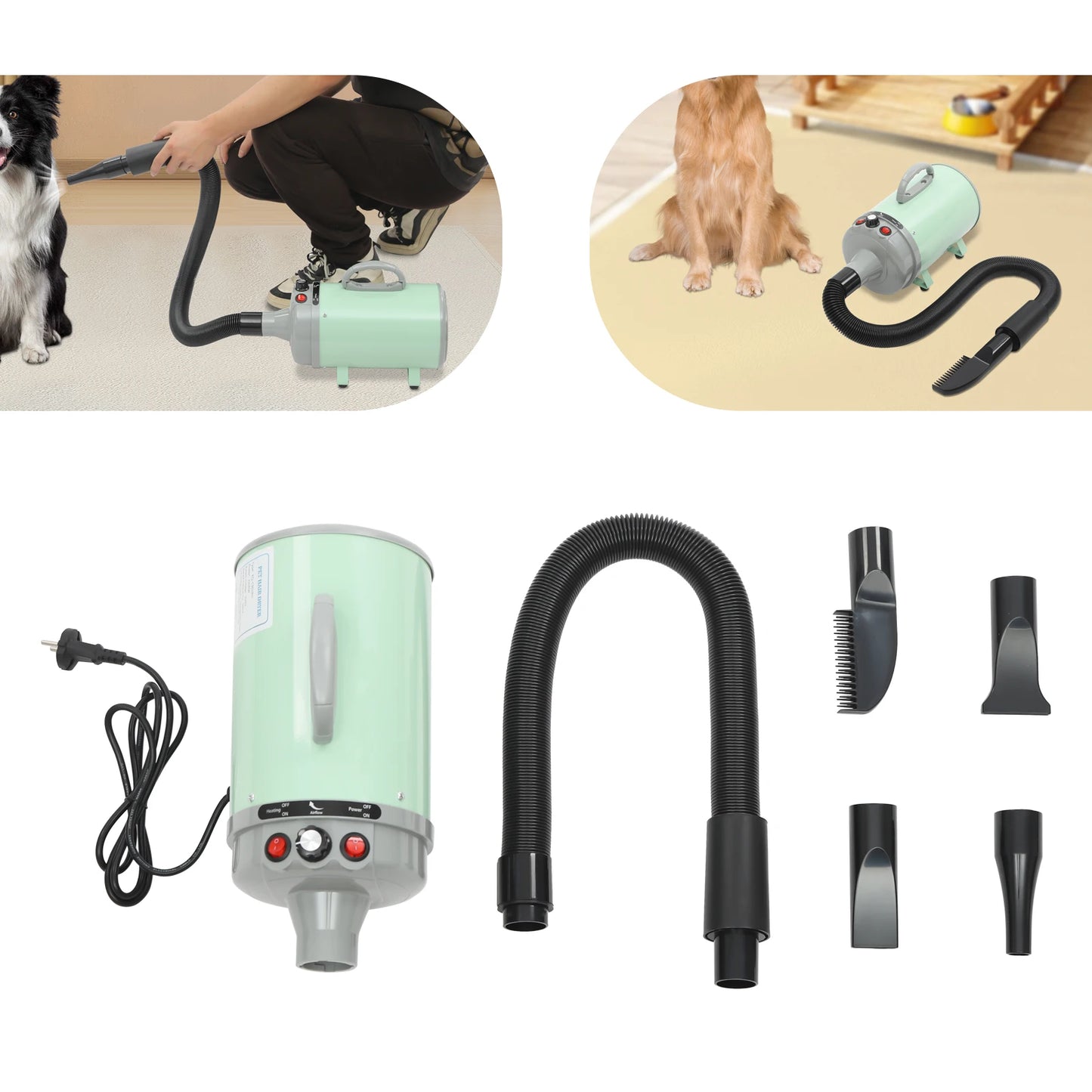 2200W Pet Hair Dryer With Four Nozzles And UltrahighPerformanceGroomingSolutions
