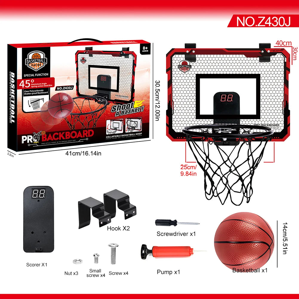 Kids Mini Basketball Hoop With Electronic Scoreboard Ball Sport Backboard Outdoor Indoor Excersise Accessory Funny Game Toys