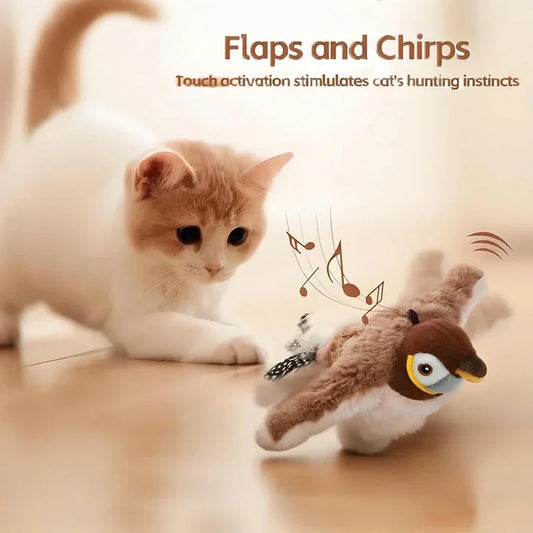 RechargeablePremium Hyperrealistic Flapping Bird Cat Toy With Catnip PlushPlus Toys