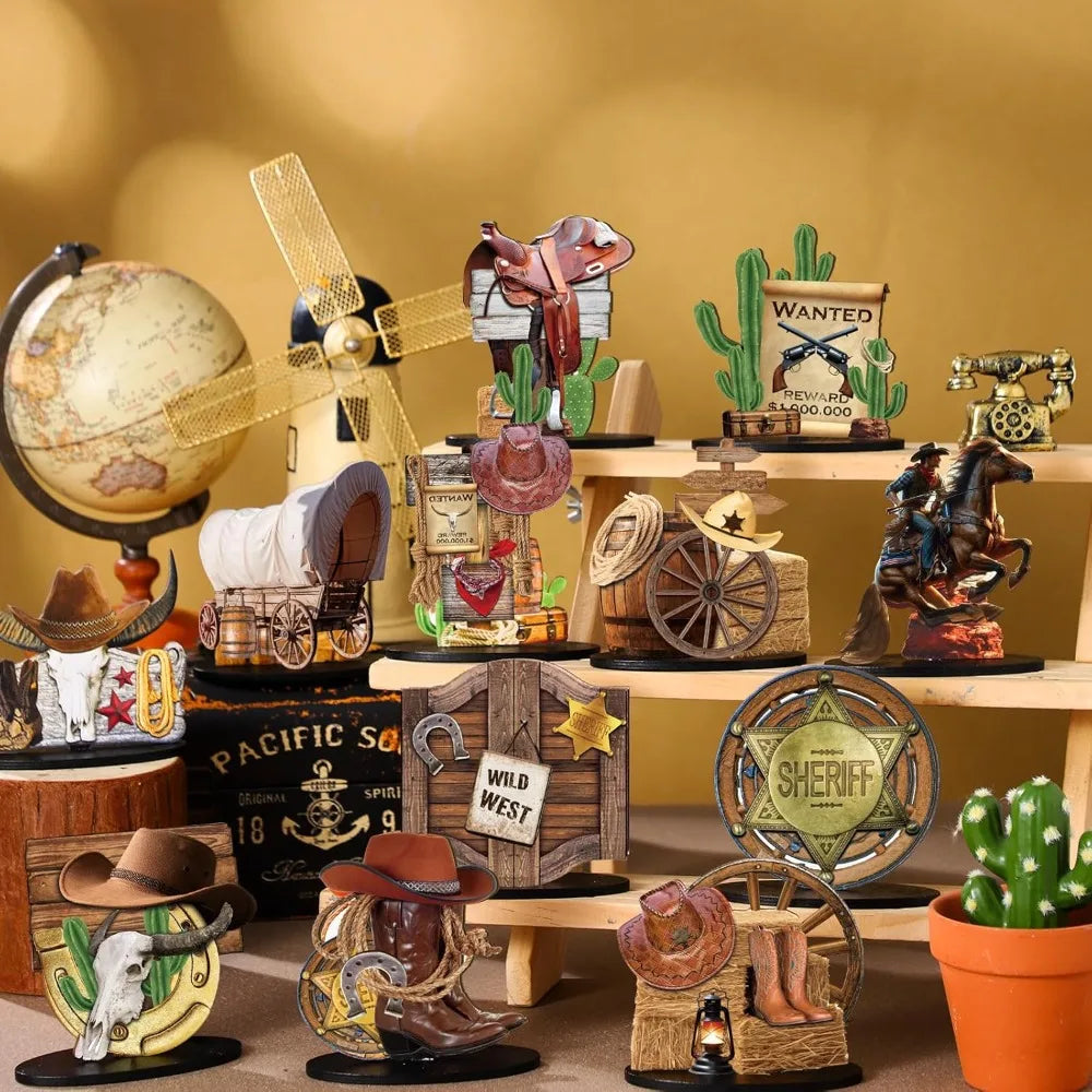 Western Cowboy Centerpieces Set of 12 for Party Tables