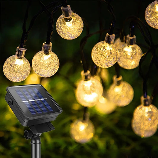 HOUHOM Solar Crystal Globe Fairy Lights Outdoor String