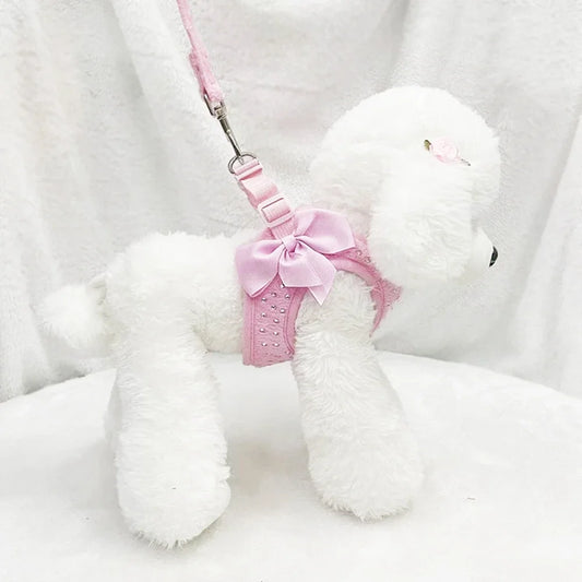 Soft Breathable Dog Chest Harness Vest Small Diamond Decoration Harness for Dogs Pets Collar Pets Chest Strap Leash