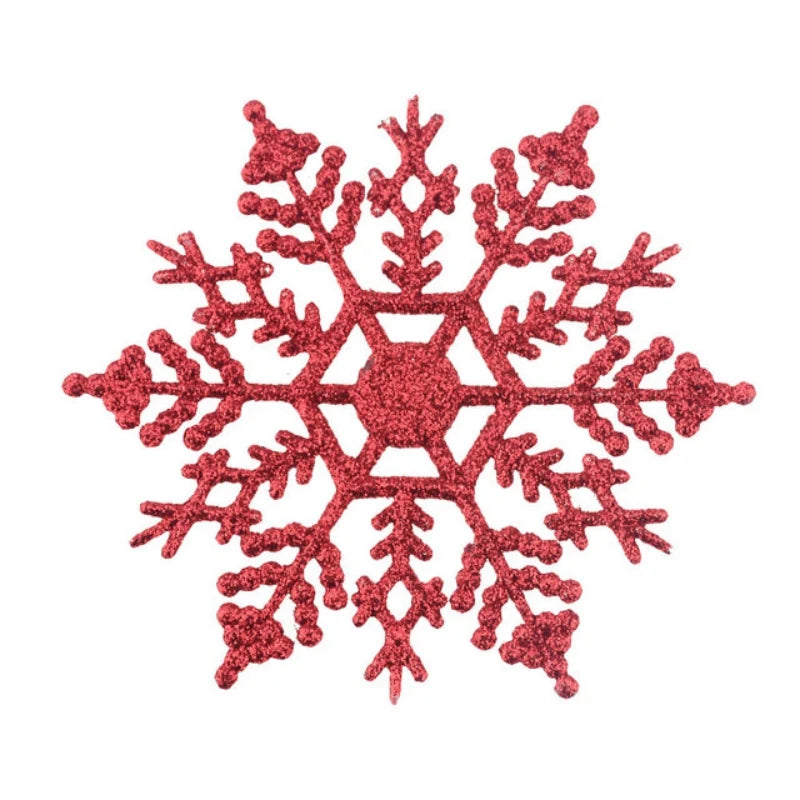 12-Piece Premium Glitter Snowflake Plastic Christmas Ornaments Set