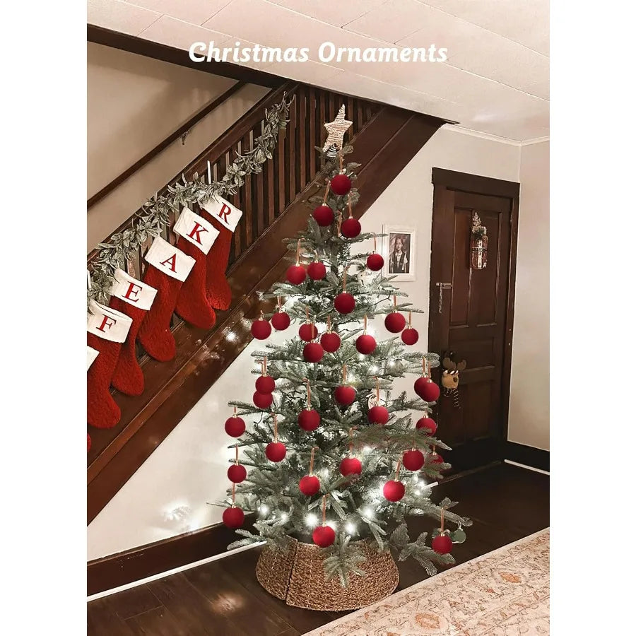 Brightown Velvet Christmas Balls Ornaments For Christmas Tree