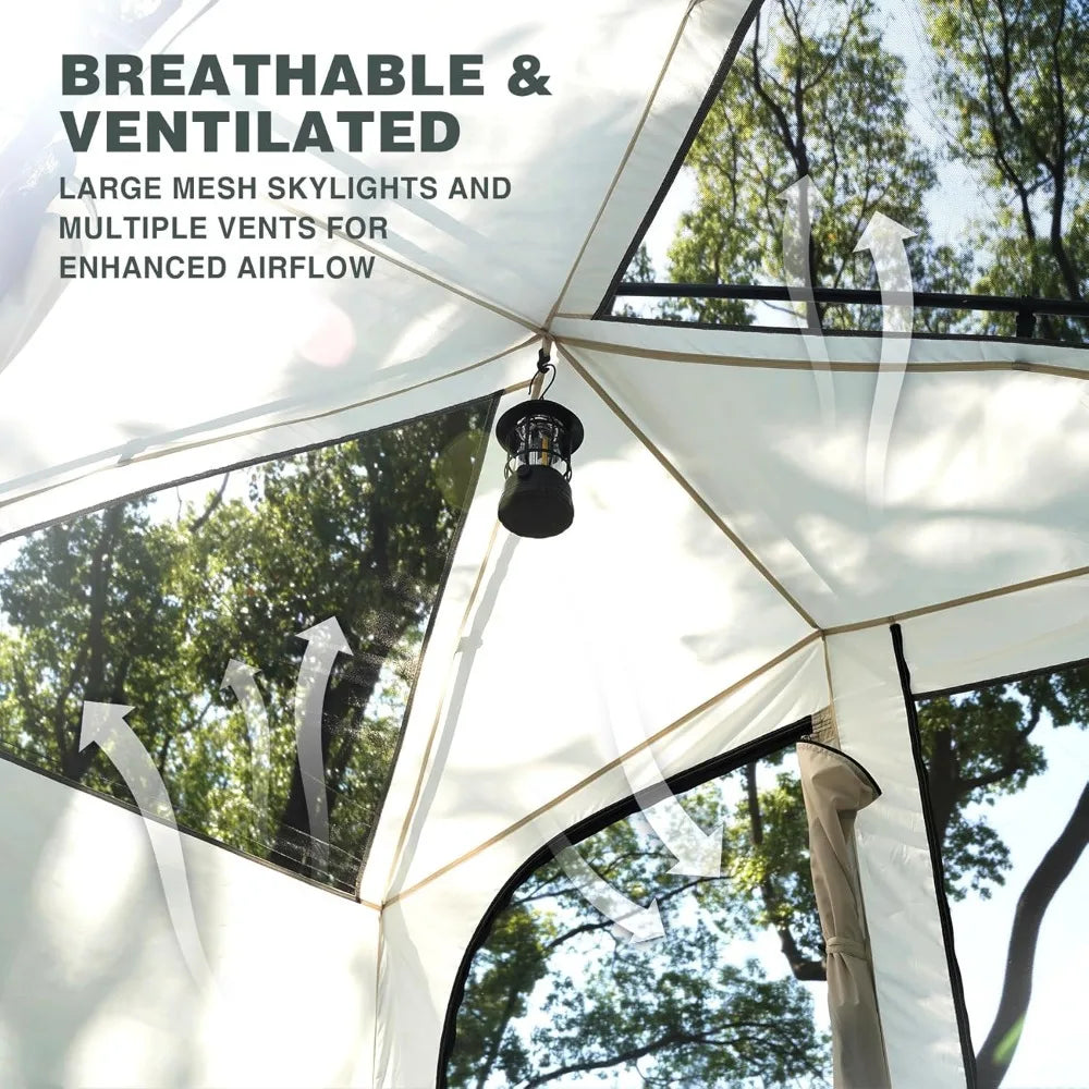 6 Person Tent for Camping Parties, Easy Setup Large Waterproof Windproof Family Cabin Tents with Porch, 10'X7'X78in(H)