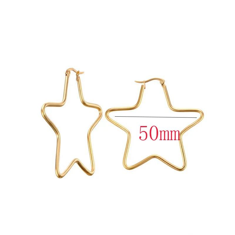 GDKLCN Elegant Hollow Five Star Earrings Cuff Jewelry Gift