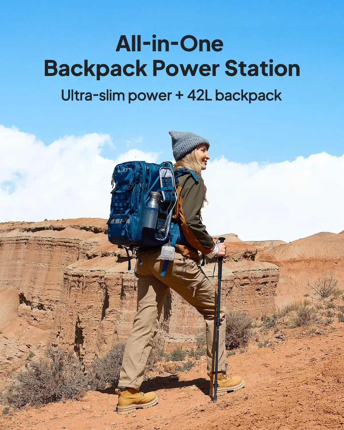 [US Stock] BLUETTI Handsfree 1 Solar Backpack Power Station, 268.8Wh 300W LiFePO4 Solar Generator, for Hiking, Travel