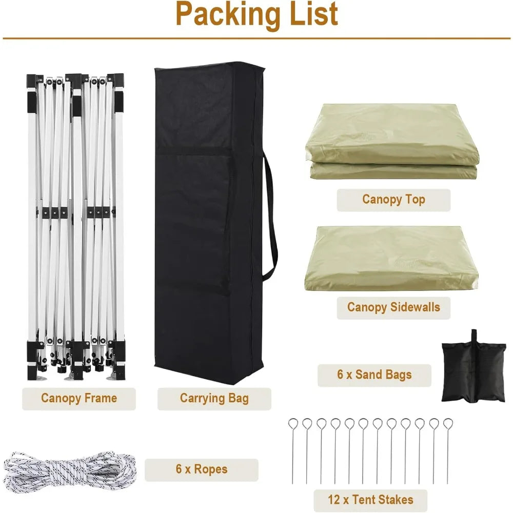 Pop Up Canopy Tent With Sidewalls Weatherproof UVProtection AllWeatherDurable Events