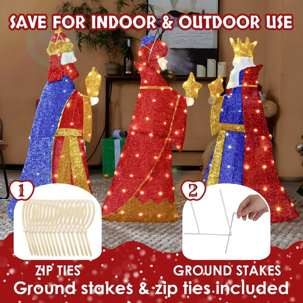 LED Nativity Scene Set Of Three Outdoor Christmas Decorations