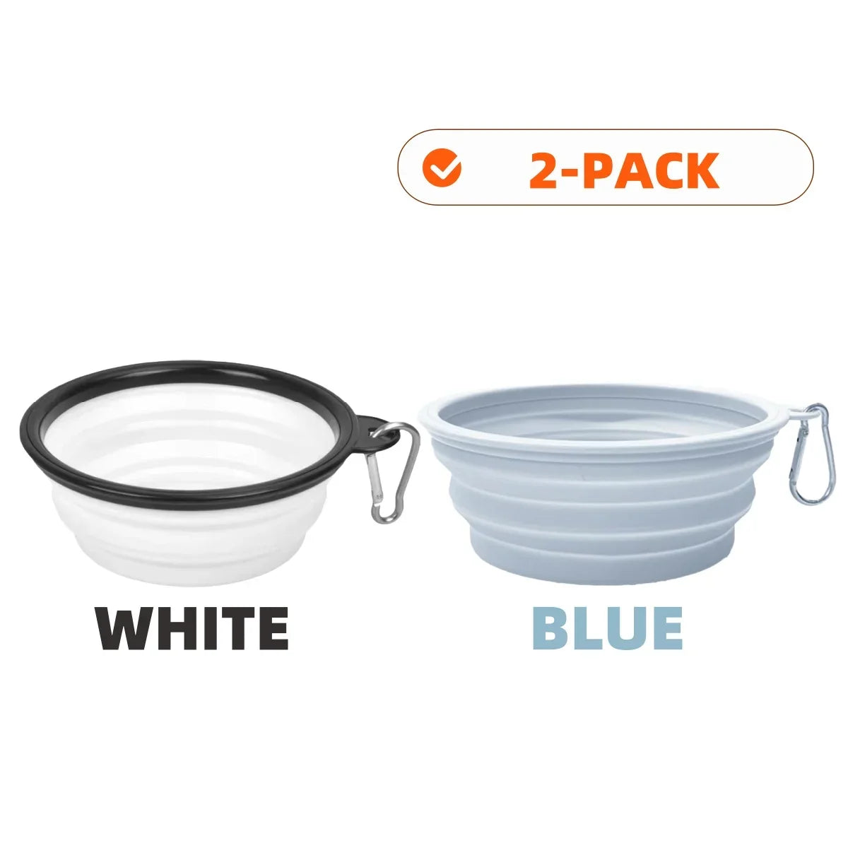 Hign-concerned Collapsible Silicone Dog Food And Water Bowl For Outdoor Camping Carabiner
