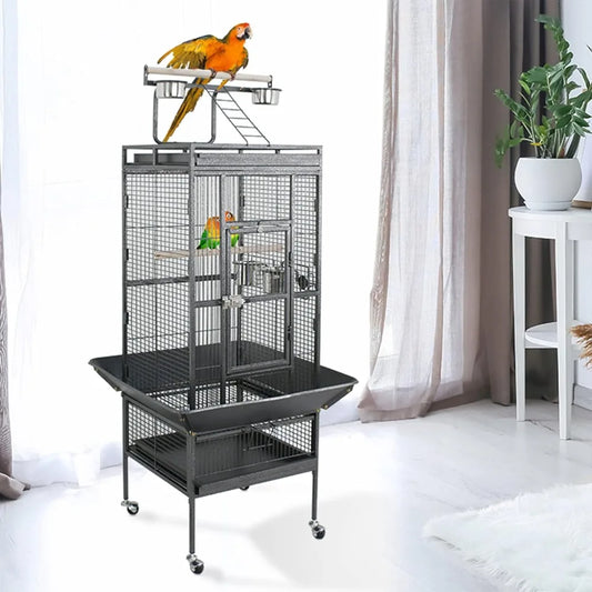 Playtop Parrot Bird Cage WroughtIron RollingStand HeavyDuty EnclosureSystem IndustrialGrade