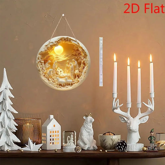 2D Bohemian Nativity Wall Hanging – Floral Christmas Decor for Living Room, Bedroom & Holiday Parties
