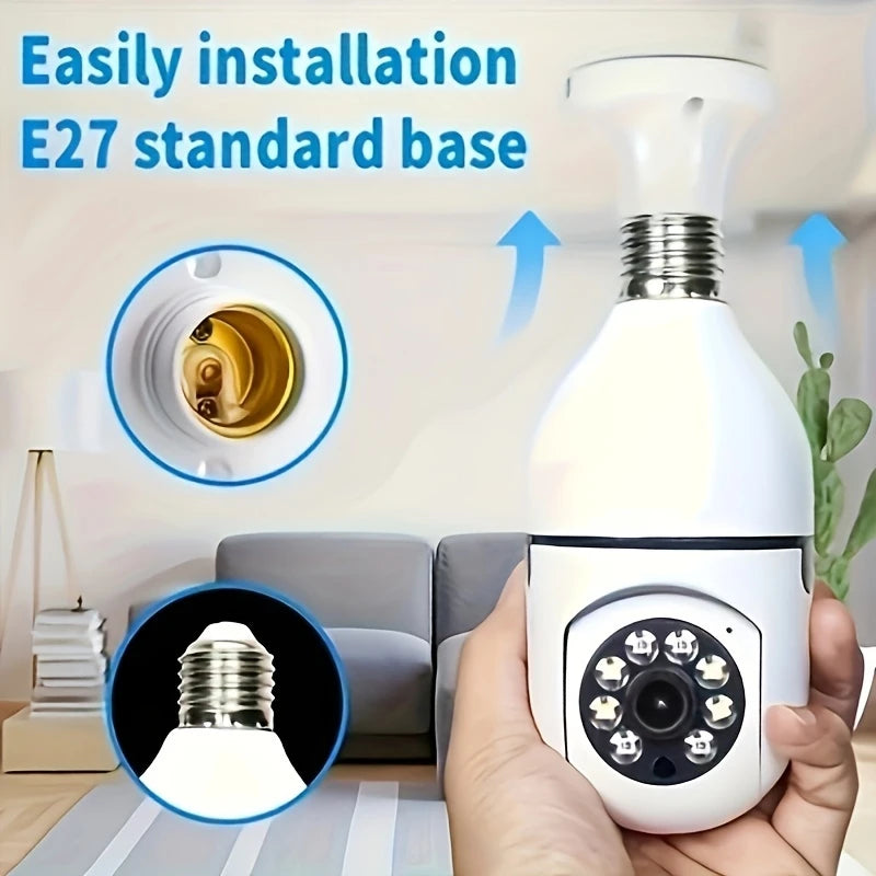 Ease Life APP-Light Bulb Security Cameras Indoor Outdoor Wireless WiFi Camera 5GHz, 360 Degree, E27 Light Socket Screw In Securi