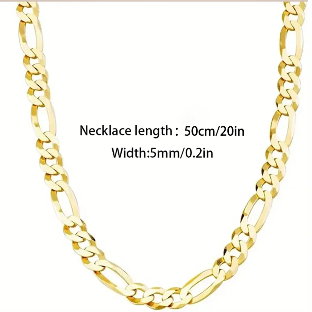 Sterling Silver Figaro Chain Necklace For Men Classic