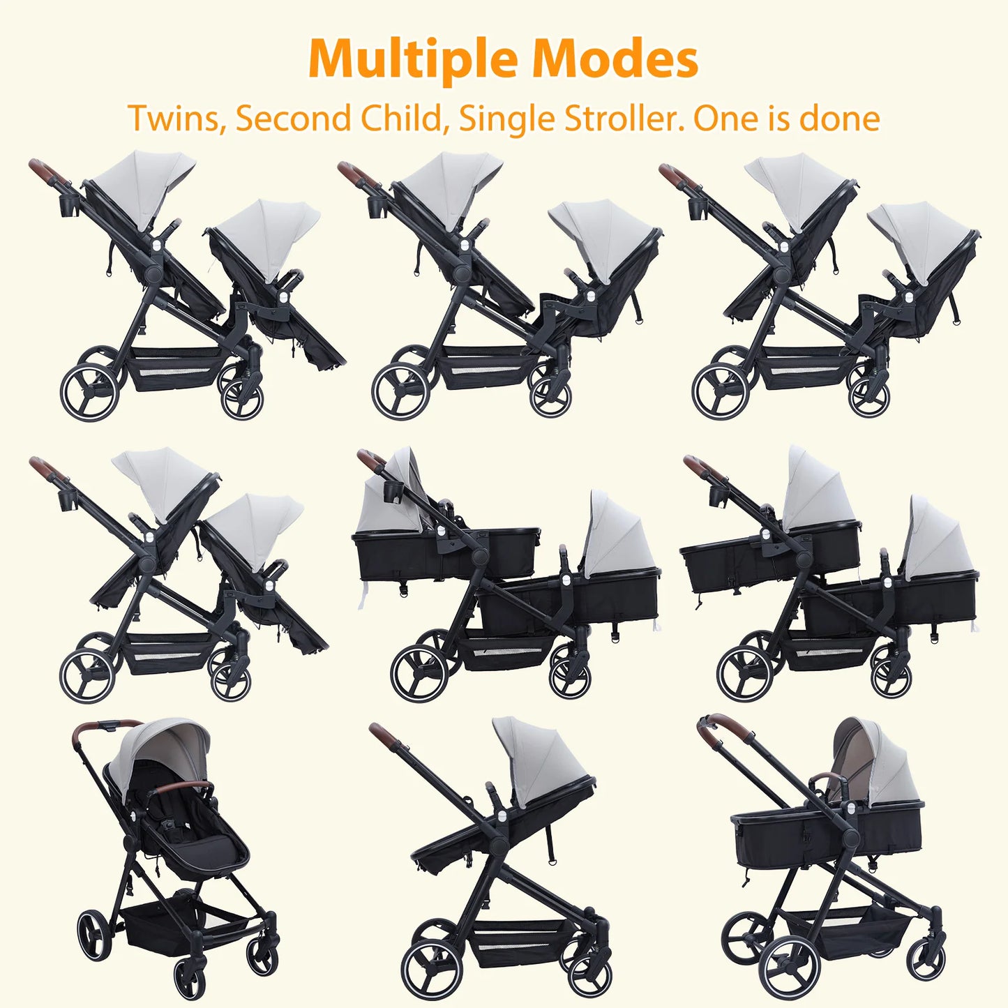 Double Stroller Tandem For Infant And Toddler Collapsible Positioning ComprehensiveManagement