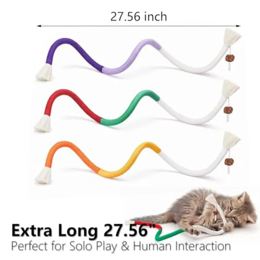 Hignconcerned Cat Chew RopeToys Set NaturalSisal CottonRope WithCatnip IndoorPlay