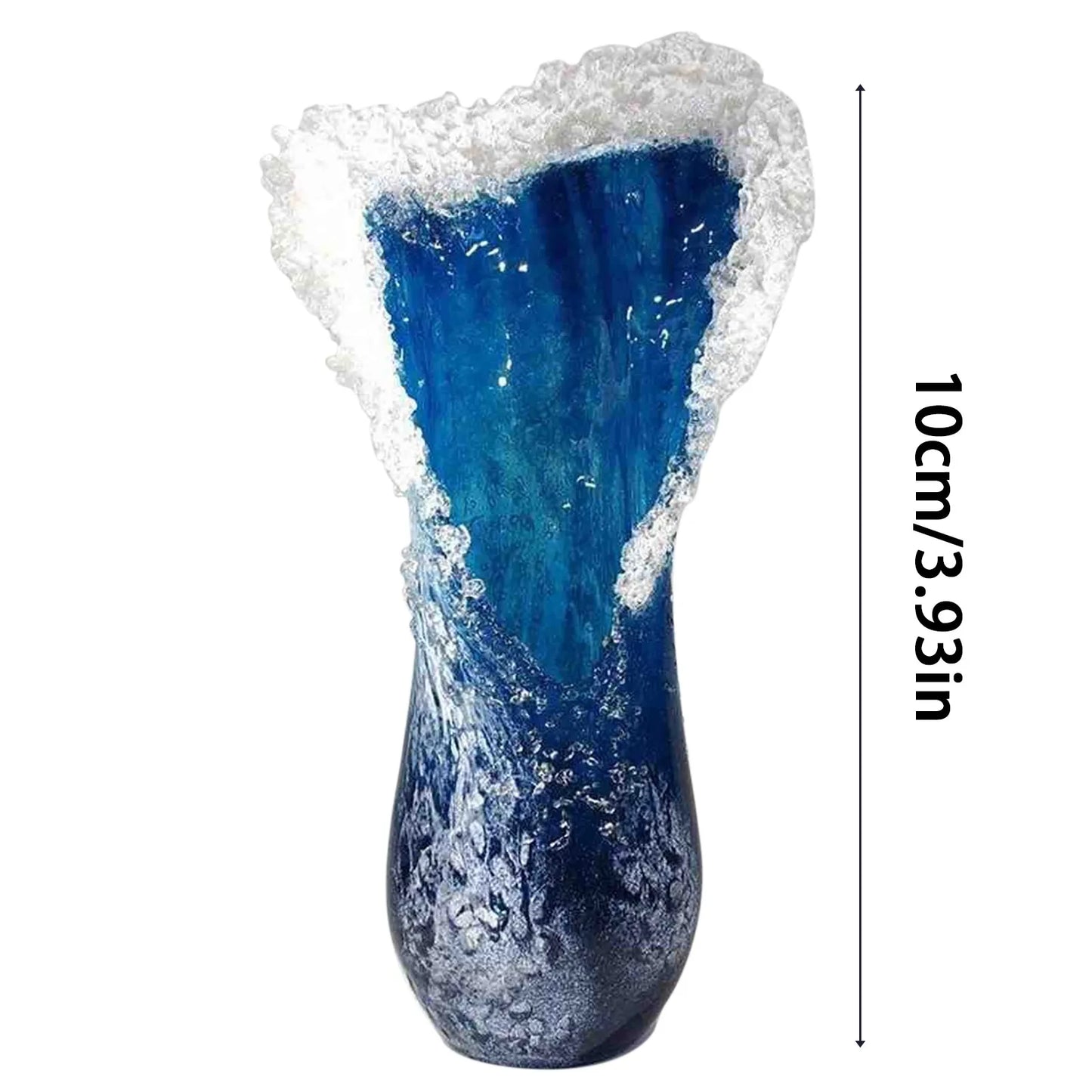 Sea Wave Vase, Wavy Vase Resin Blue Wavy Vase For Office Living Room Decorations Coffee Shop Decor