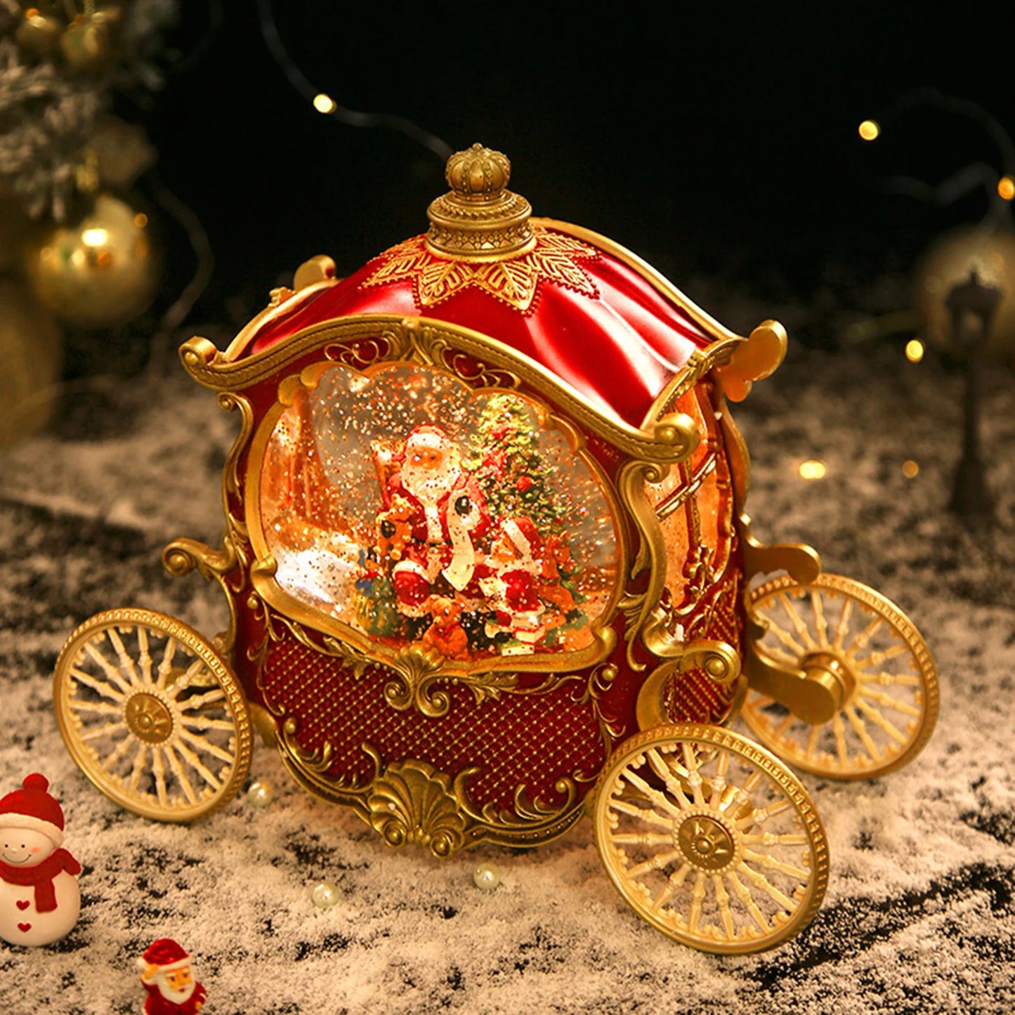 Snow Globe Lantern Christmas Carriage Musical Gift Set