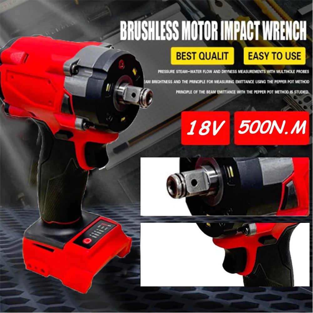 Magnitt Brushless Impact Wrench 500Nm Electric Driver Half Inch
