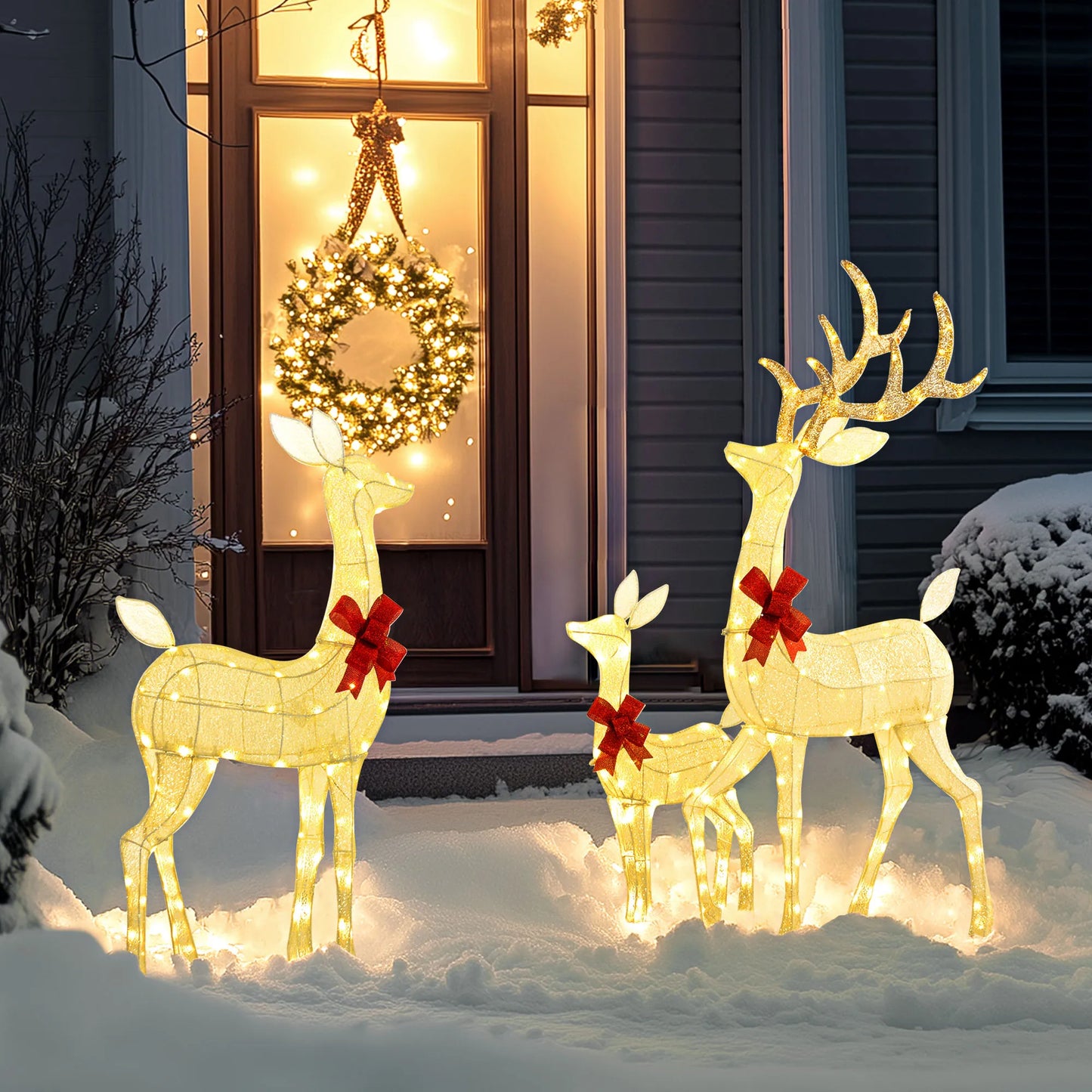 Outsunny Christmas Deer Family Light Set With LEDs