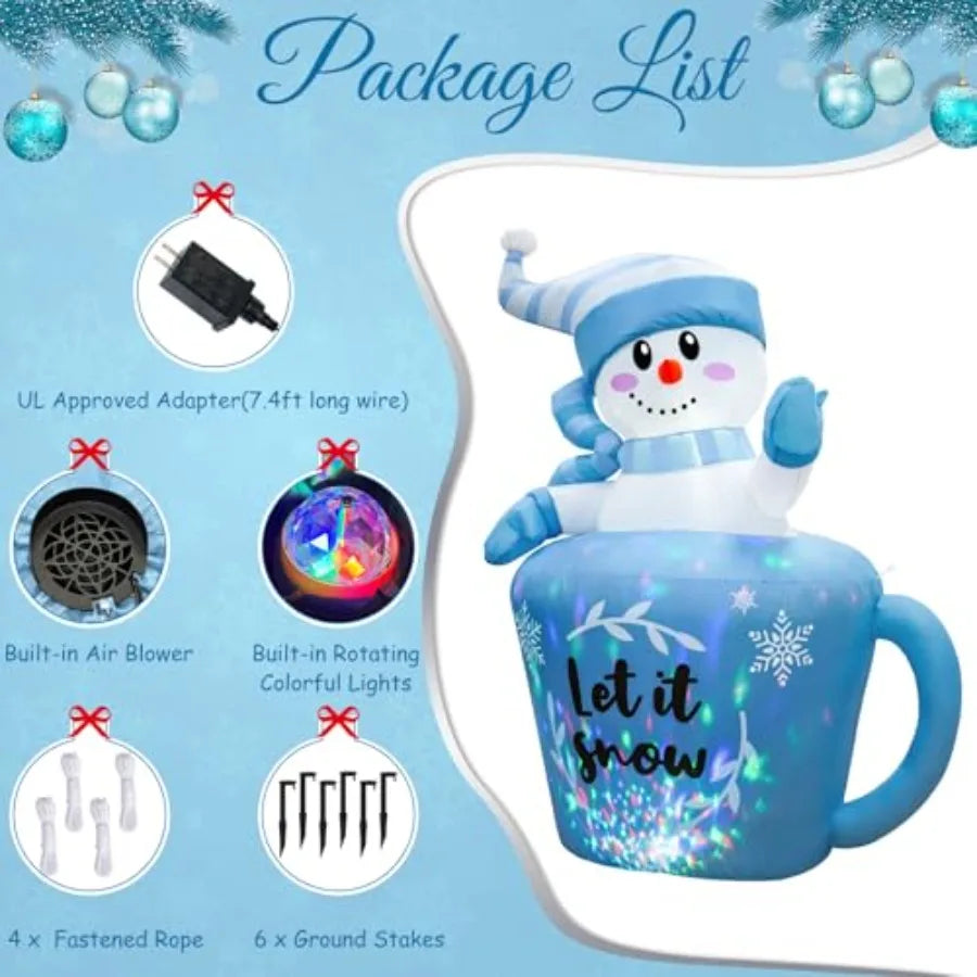 Hign-concerned Christmas Inflatable Snowman In Mug Decor