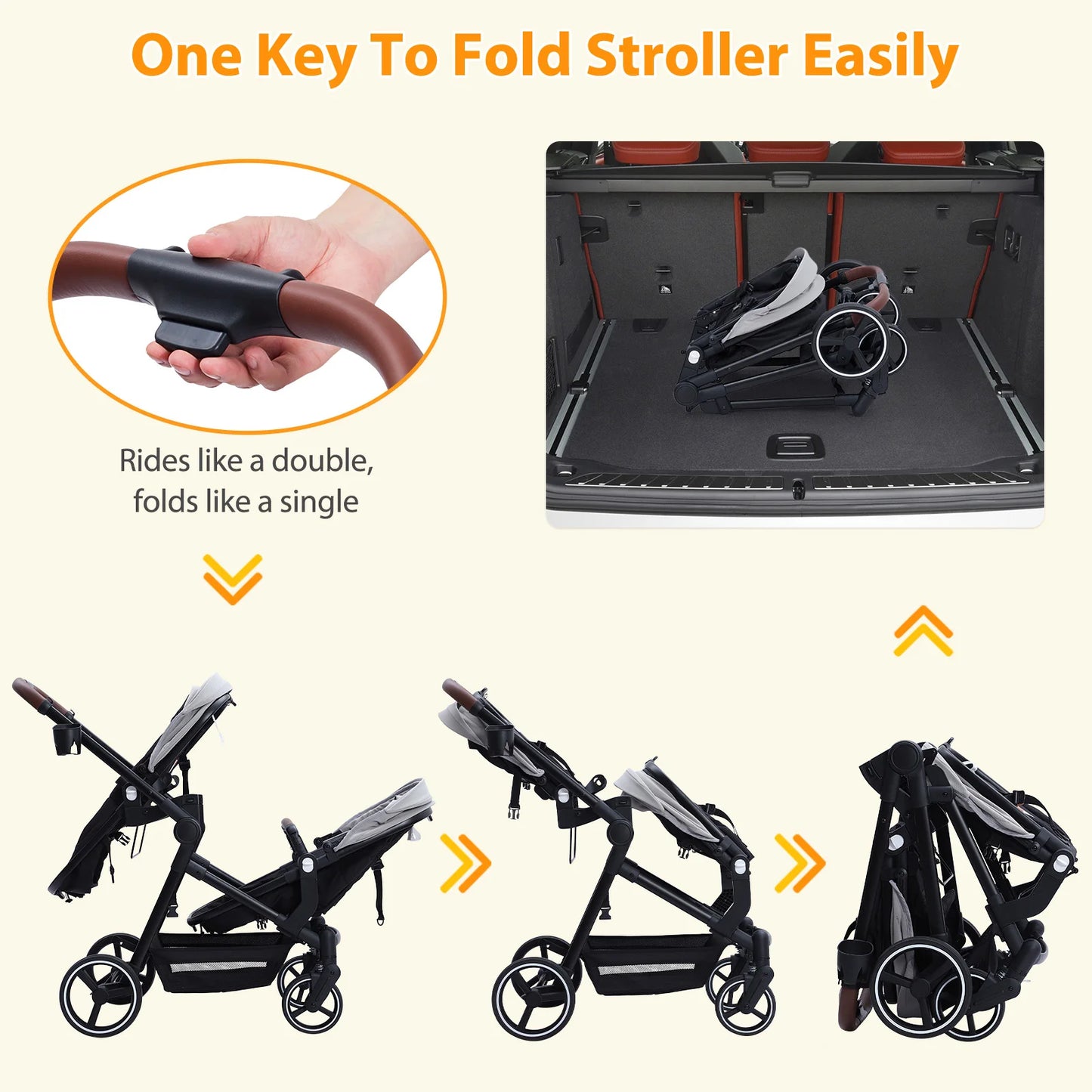 Double Stroller Tandem For Infant And Toddler Collapsible Positioning ComprehensiveManagement