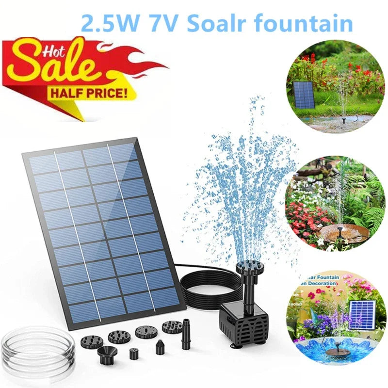 AISITIN Solar Fountain Pump,with 6Nozzles and 4ft Water Pipe,Solar Powered Pump for Bird Bath,Pond,Garden and Other Places