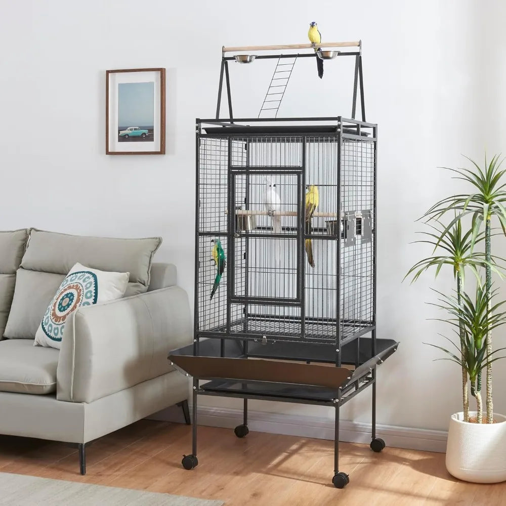 Gap IndustrialGrade Iron Parrot Aviary Enclosure With Rolling Stainless StandWithTray