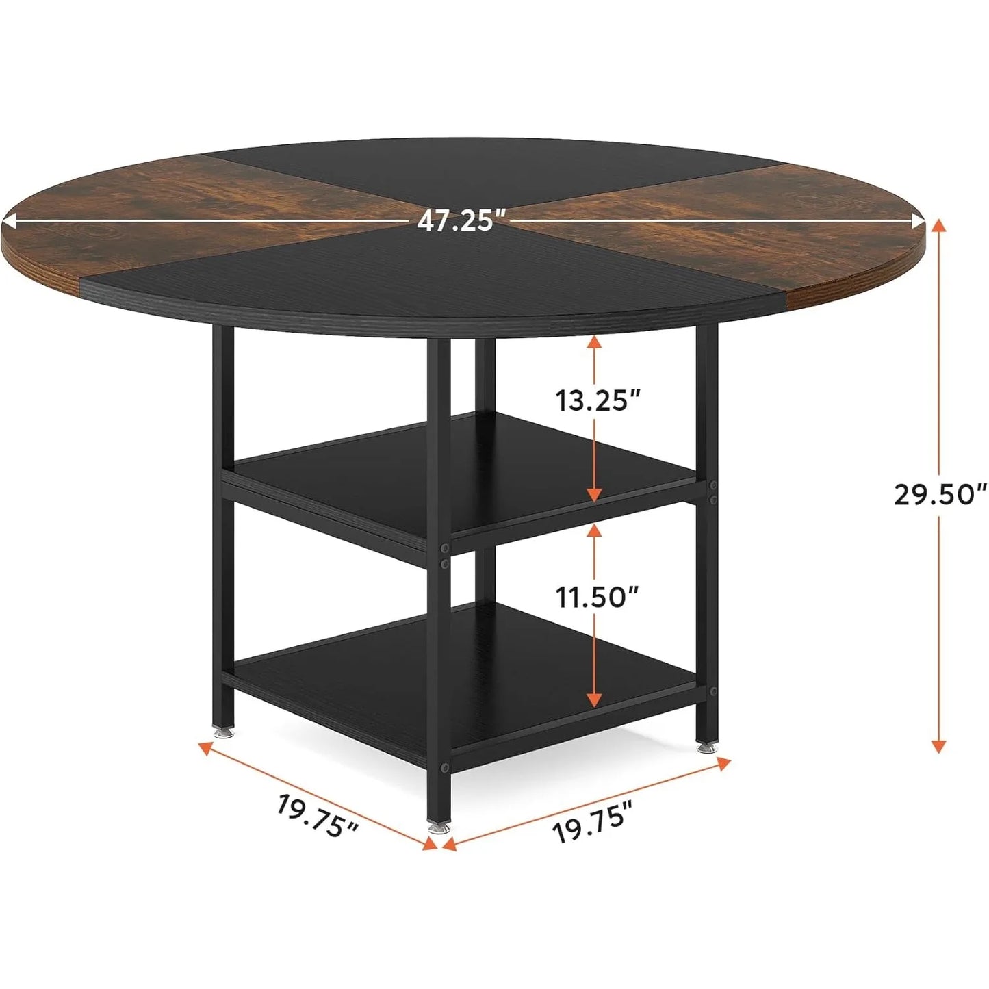LITTLE TREE IndustrialStrength Circular Dining Table With Generous Storage Shelf