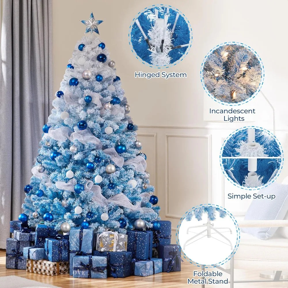 Prelit Artificial Christmas Tree With Incandescent Lights And Foldable Base