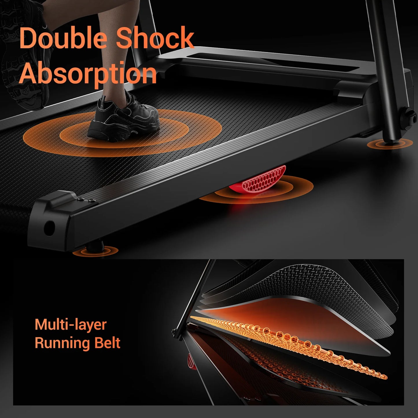 Brushless Foldable Home Treadmill with HR Monitor