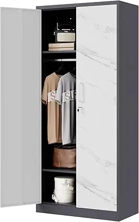 Metal Wardrobe Cabinets with Lock,Clothing Locker 72" X 36" X 18" Storage Cabinets for Home Room,Fire Department, School, Emplo