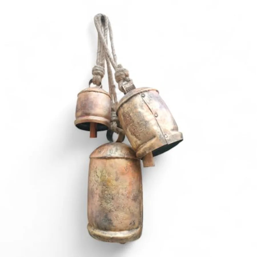 Set Of 3 Metal Christmas Bells For Indoor Outdoor Decoration