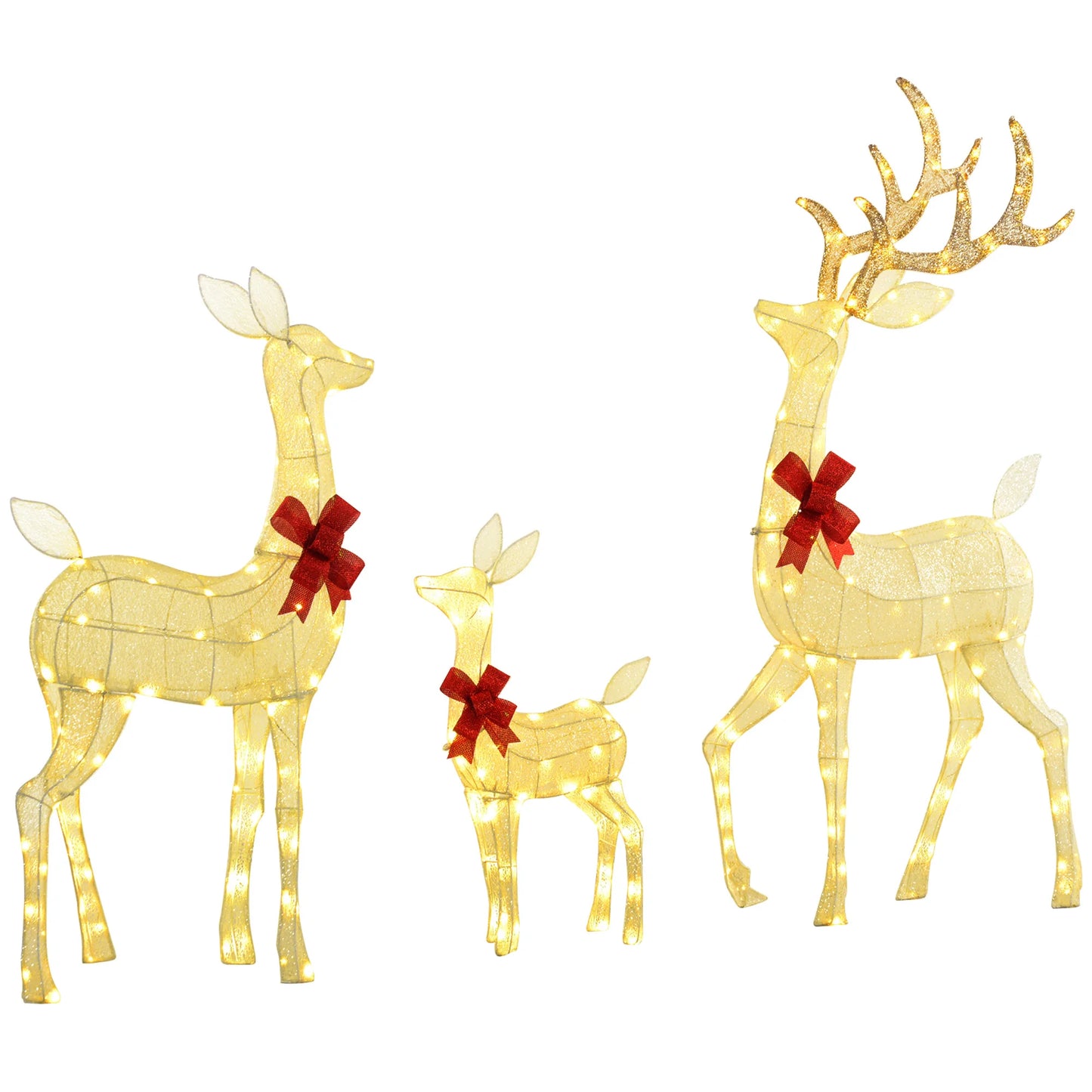 Outsunny Christmas Deer Family Light Set With LEDs