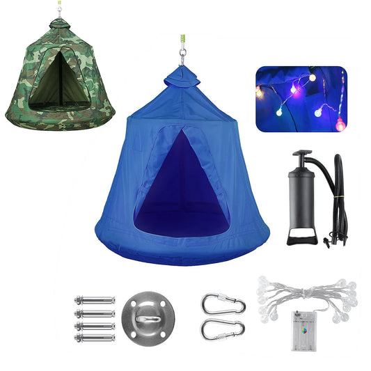 Hanging Tree Tent Indoor Outdoor Hanging Tent Waterproof Tree Ceiling Pod Portable Hang Out Huggle Pod Play Tent w/ Light String