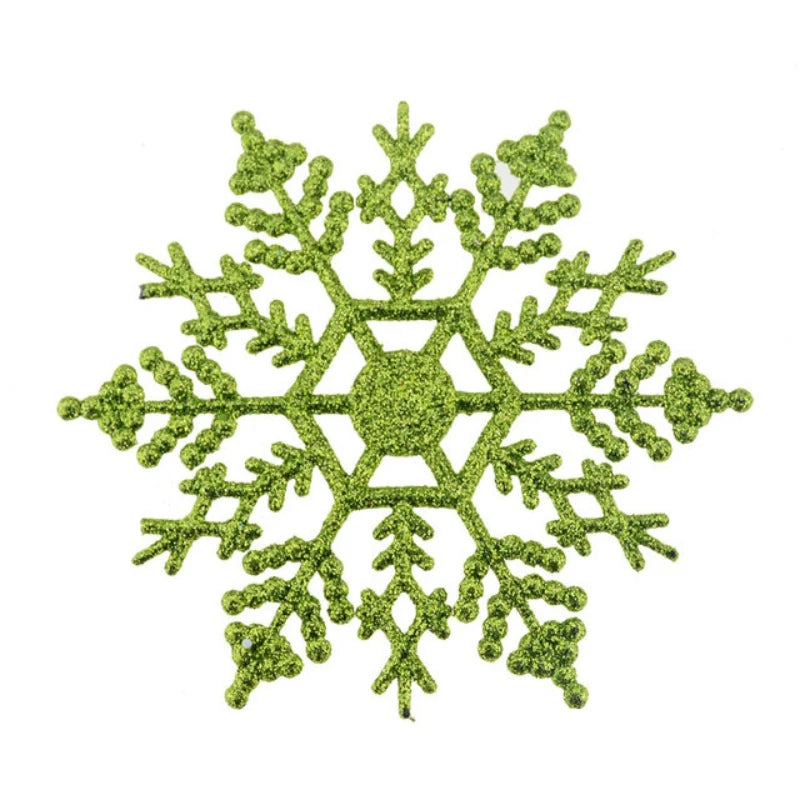 12-Piece Premium Glitter Snowflake Plastic Christmas Ornaments Set