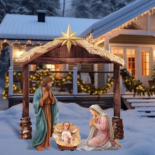 Hign-concerned Outdoor Nativity Scene Holy Family Decoration Set