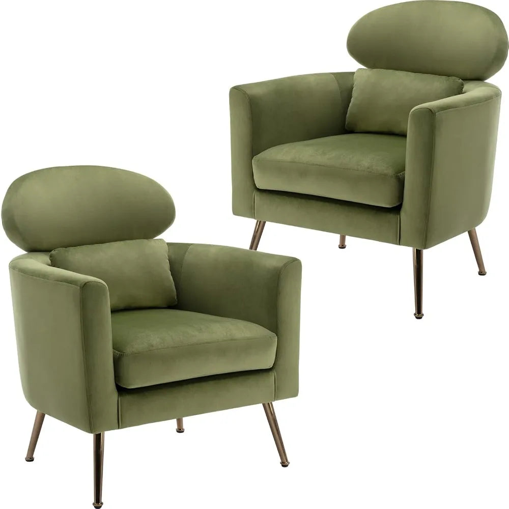 Accent Chair Set of 2 Upholstered Barrel Arm Chair for Living Room Bedroom Reception Room Office, Modern Soft Padded Single Sofa