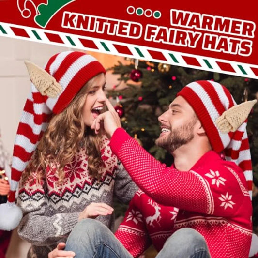 Christmas Knitted Elf Hats With Ears Santa Beanie For Adults