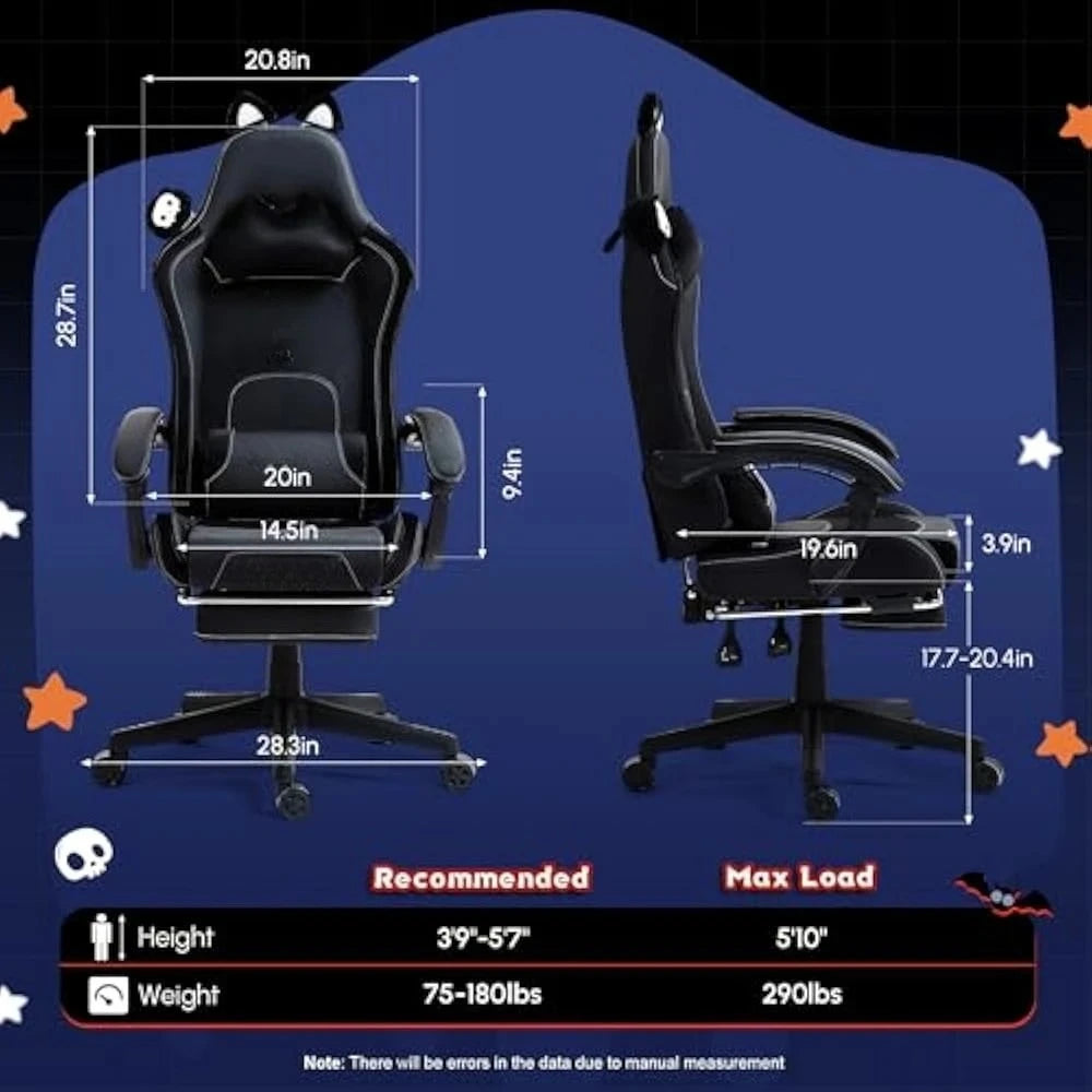 Ergonomics Gaming Chair With Cat Ears And Lumbar Massage