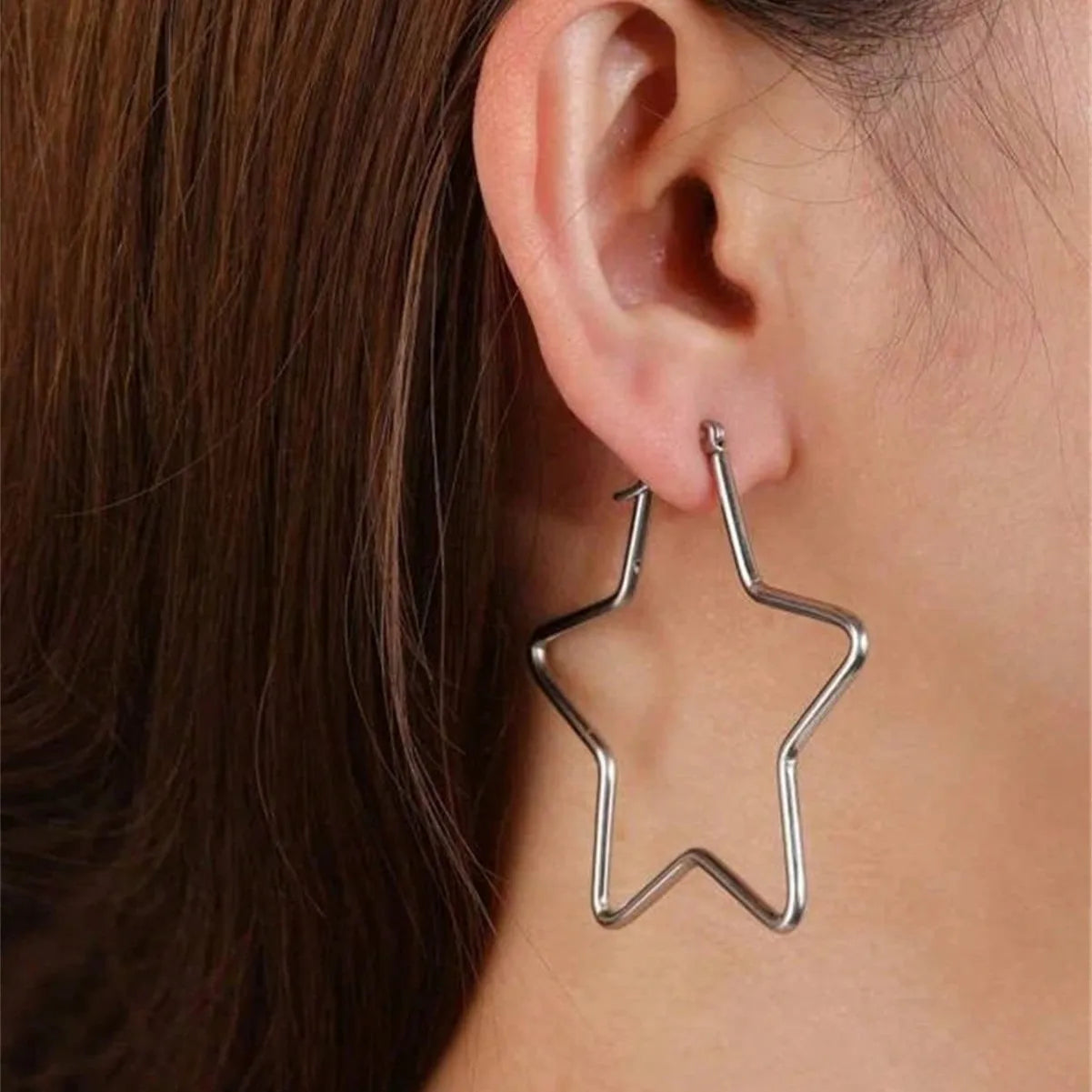 GDKLCN Elegant Hollow Five Star Earrings Cuff Jewelry Gift